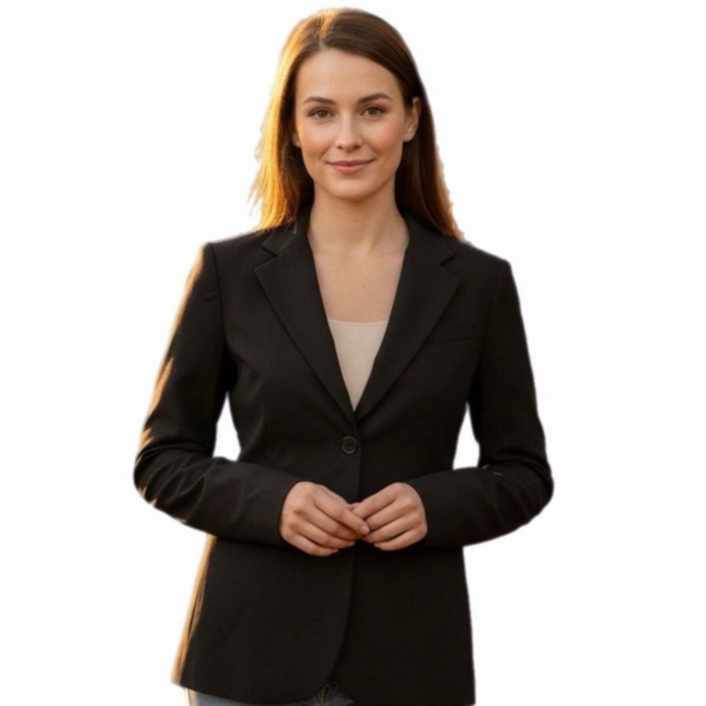 THEORY Vintage black wool blend blazer with chest & 2 front welt pockets Size 0